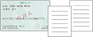 通知カードと顔写真なしご本人さま確認書類2種類